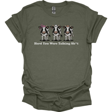 Herd You Were Talking Cows - Heather Military Green